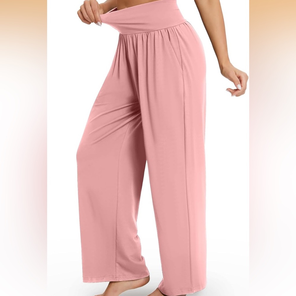 New XXL Gracyoga blush pink High Waisted Wide Leg Casual Flowy Yoga Pants - Picture 6 of 15